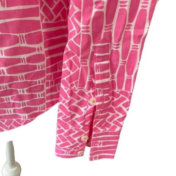 Lilly Pulitzer Geometric Print Resort Fit Button Down Blouse Top Small - Picture 10 of 16